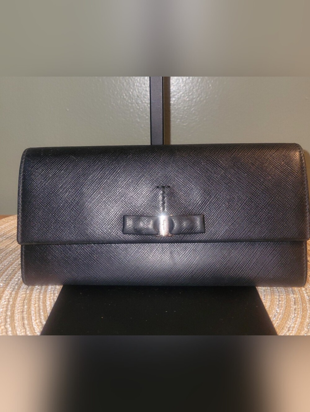 Salvatore Ferragamo Saffiano Black Continental Leather Wallet